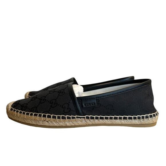 Gucci Black Monogram Canvas Espadrille Flats 38.5 - Picture 12 of 12